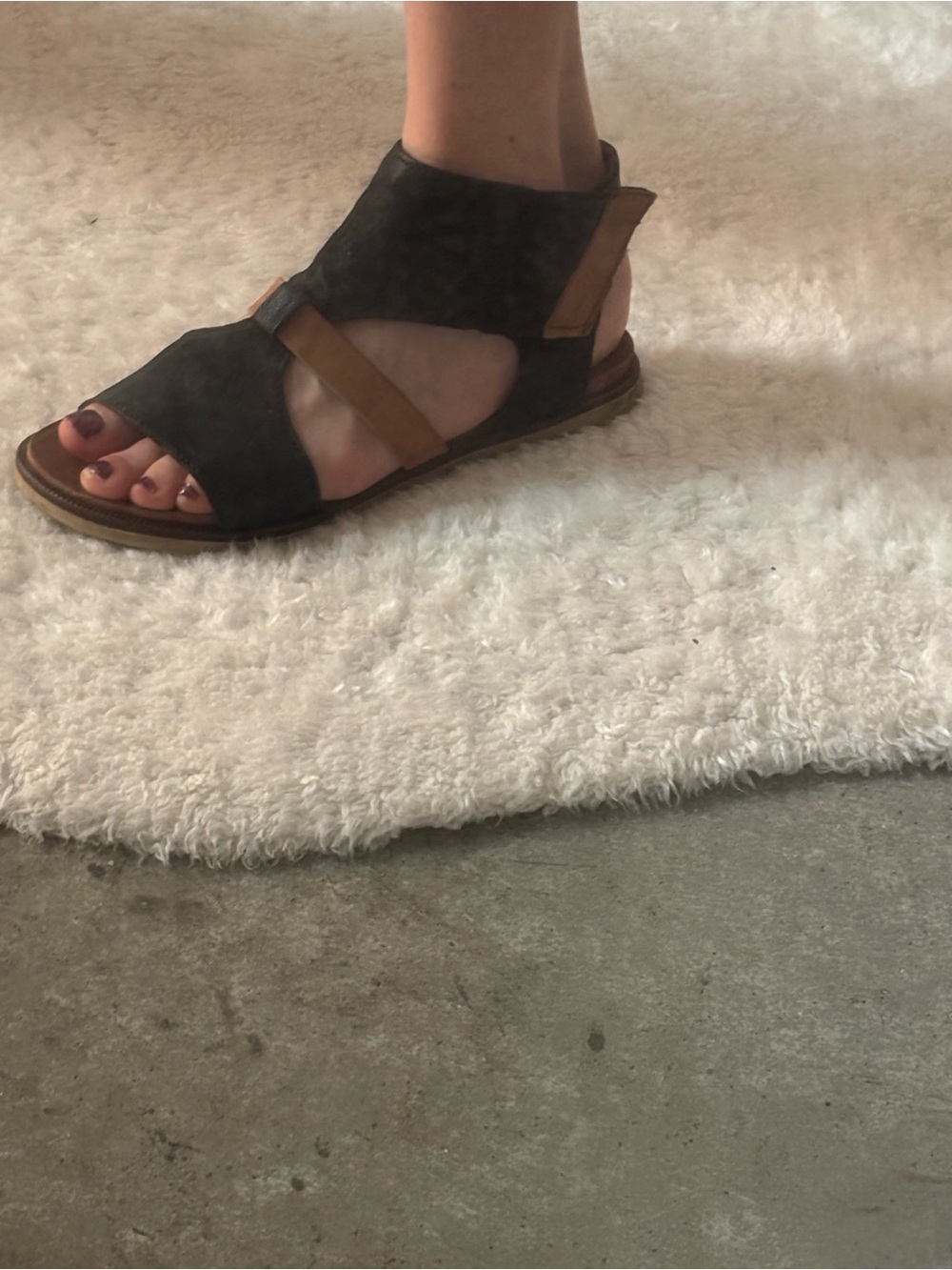 Miz Mooz Black and Tan Leather Strappy Sandals. - Picture 9 of 9